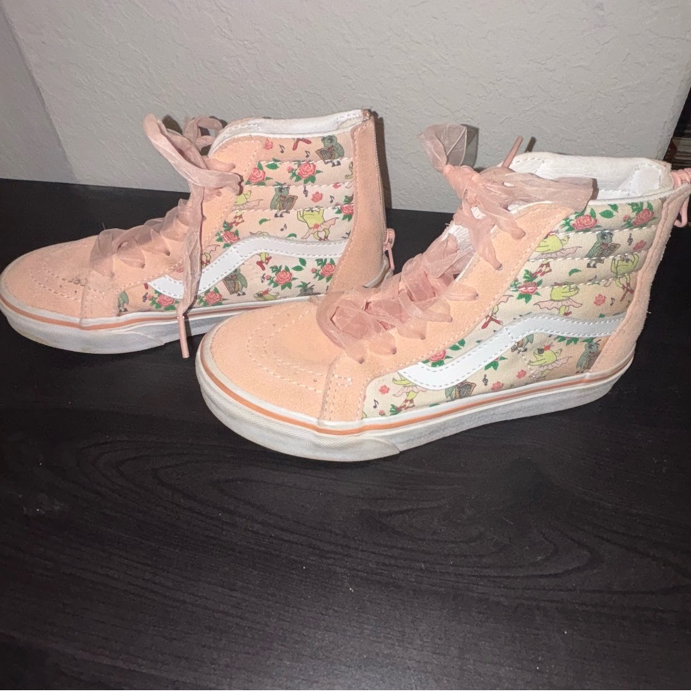 Girls Vans Size 2 Frog FrolicTropical Peach - Picture 2 of 6